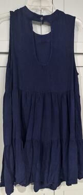 Altar'd State Blue Tiered A-Line Short Dress Scoop Neck Sleeveless Size M